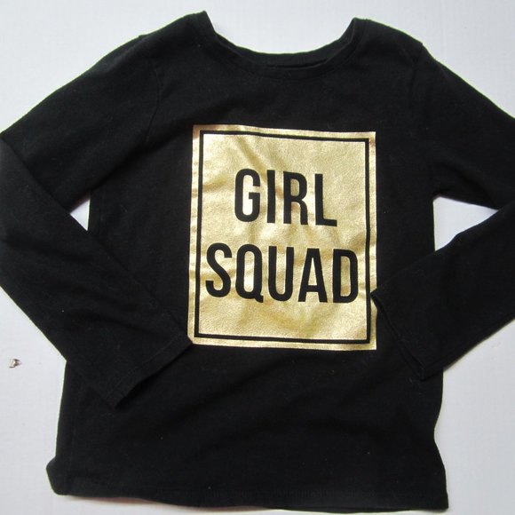 Garanimal 5T black cotton long sleeve top w Girl Squad in gold - Picture 1 of 3